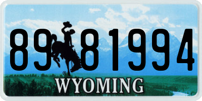WY license plate 8981994