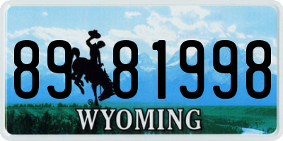 WY license plate 8981998