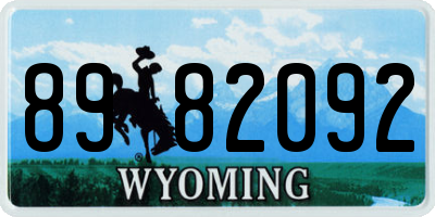 WY license plate 8982092