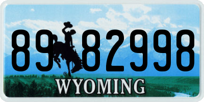 WY license plate 8982998
