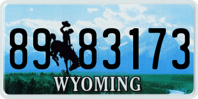 WY license plate 8983173