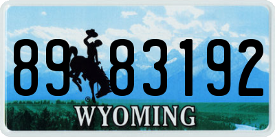 WY license plate 8983192