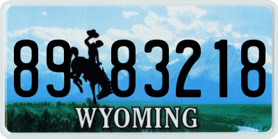 WY license plate 8983218
