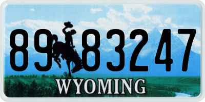 WY license plate 8983247