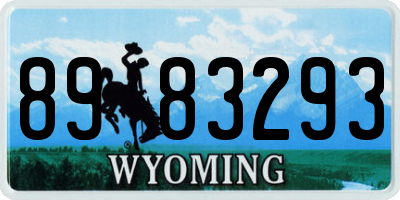 WY license plate 8983293