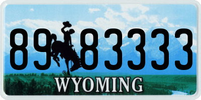 WY license plate 8983333