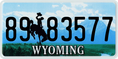 WY license plate 8983577