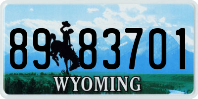 WY license plate 8983701