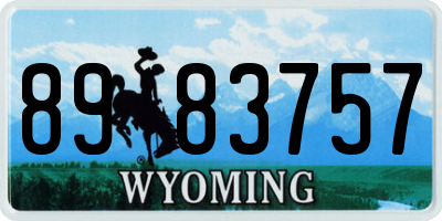 WY license plate 8983757