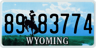 WY license plate 8983774