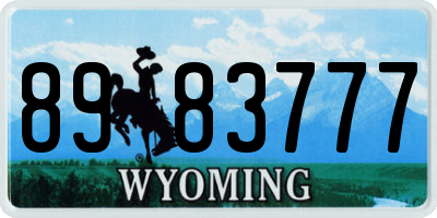 WY license plate 8983777