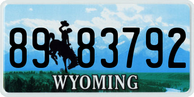 WY license plate 8983792