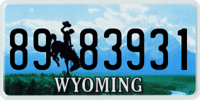 WY license plate 8983931