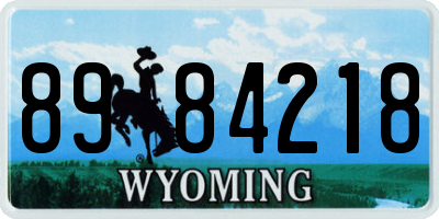 WY license plate 8984218