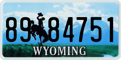 WY license plate 8984751