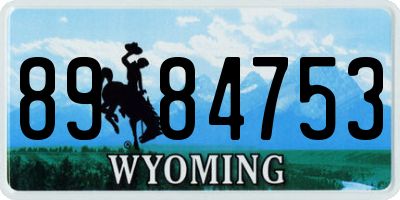 WY license plate 8984753