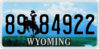 WY license plate 8984922