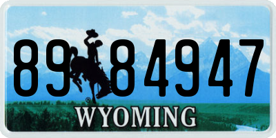 WY license plate 8984947