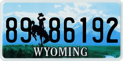 WY license plate 8986192