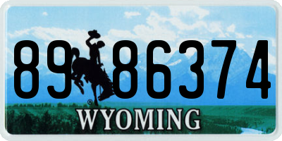 WY license plate 8986374
