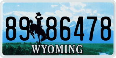 WY license plate 8986478