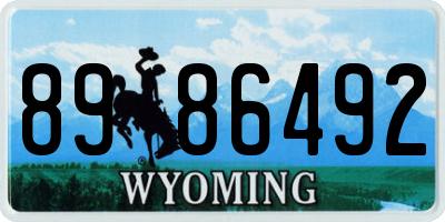 WY license plate 8986492