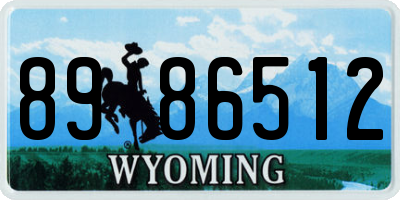 WY license plate 8986512