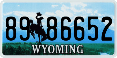 WY license plate 8986652