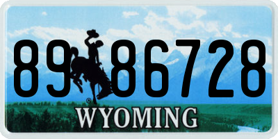 WY license plate 8986728