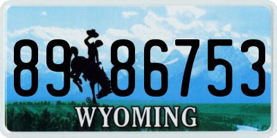 WY license plate 8986753