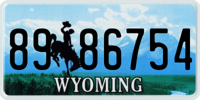 WY license plate 8986754