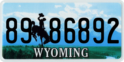 WY license plate 8986892