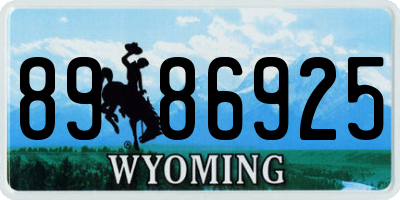 WY license plate 8986925