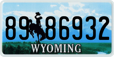 WY license plate 8986932
