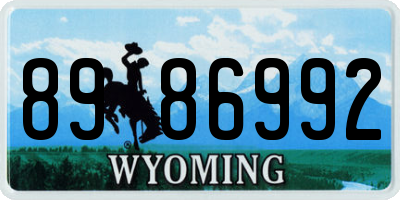 WY license plate 8986992