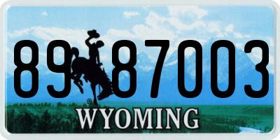 WY license plate 8987003