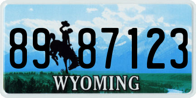 WY license plate 8987123
