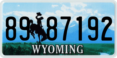 WY license plate 8987192