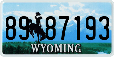 WY license plate 8987193