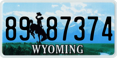 WY license plate 8987374