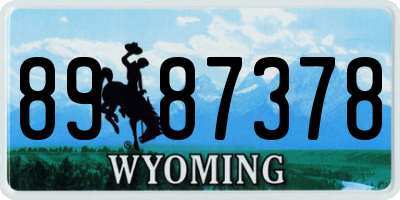 WY license plate 8987378