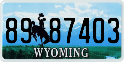 WY license plate 8987403
