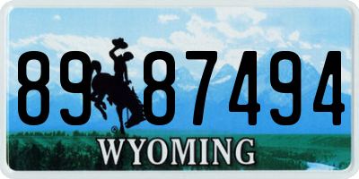 WY license plate 8987494
