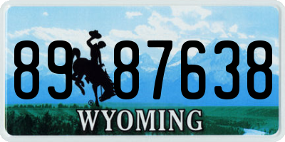 WY license plate 8987638