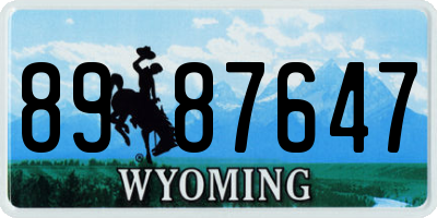 WY license plate 8987647
