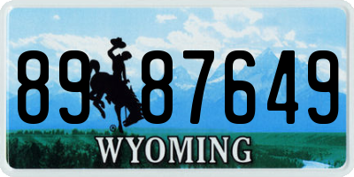 WY license plate 8987649