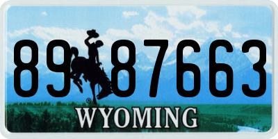 WY license plate 8987663
