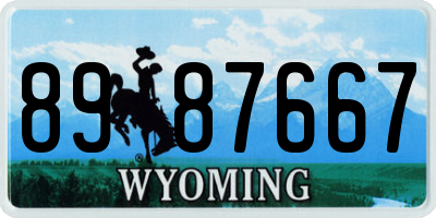 WY license plate 8987667