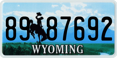 WY license plate 8987692