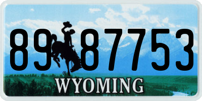 WY license plate 8987753